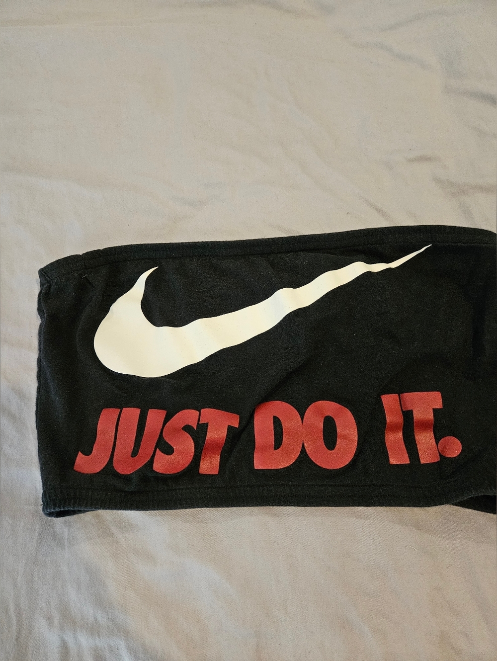 Nike Bandeau Top with White Swoosh and Red 'Just Do It'